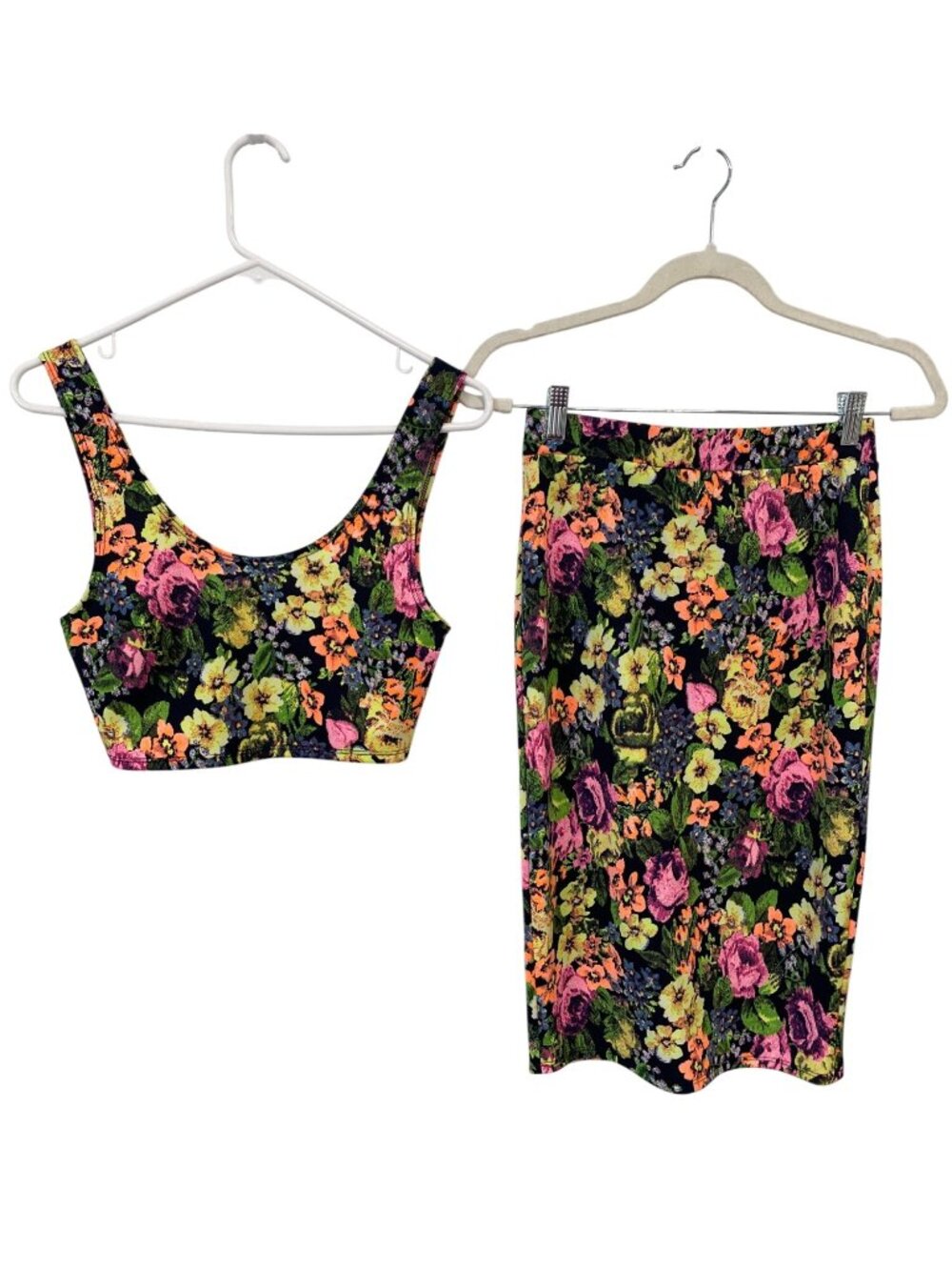 Audrey 3+1 Floral Two Piece Set Size Small/Medium Crop Top Pencil Skirt Bohemian